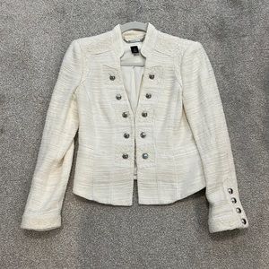 White | Black white button blazer